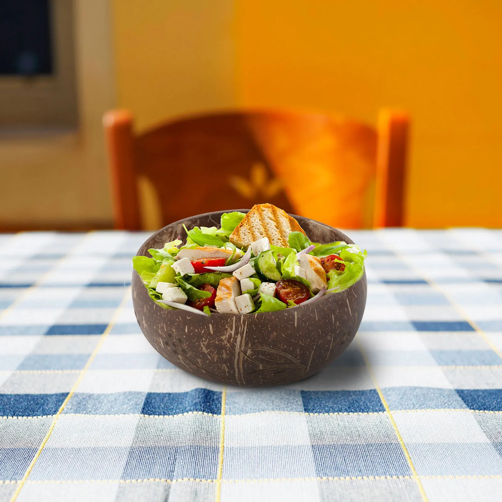 

Старый миска из скорлупы кокоса, натуральный, экологически чистый, пищевой, безопасный, стильный, креативный, многоцелевой, домашний салат, фруктовый десерт