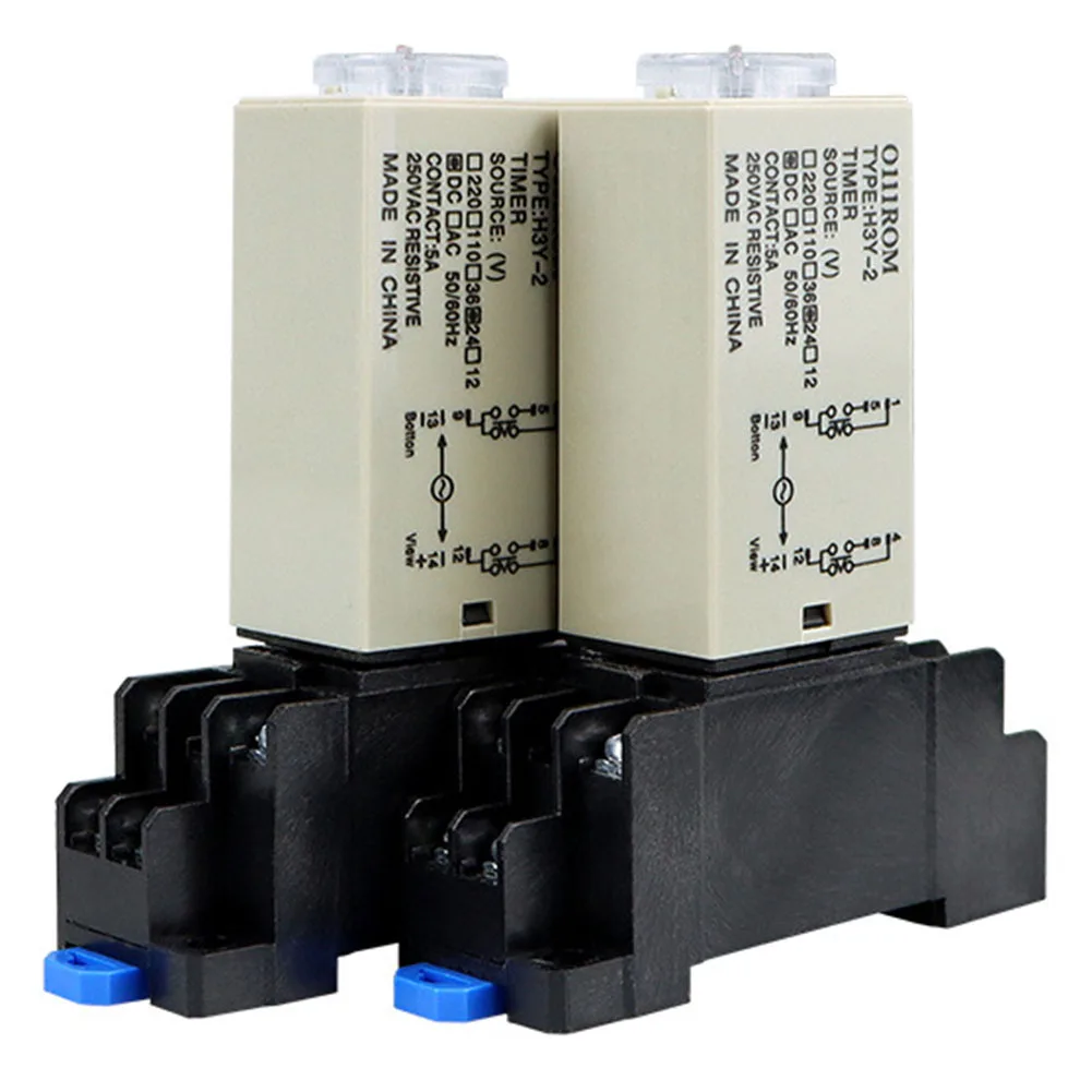 Time Relay Delay Timer Relay 5.7x2.8x2.2cm AC220V DC24V Adjustable H3Y-2 Power-on Brand New For Electrical Testing