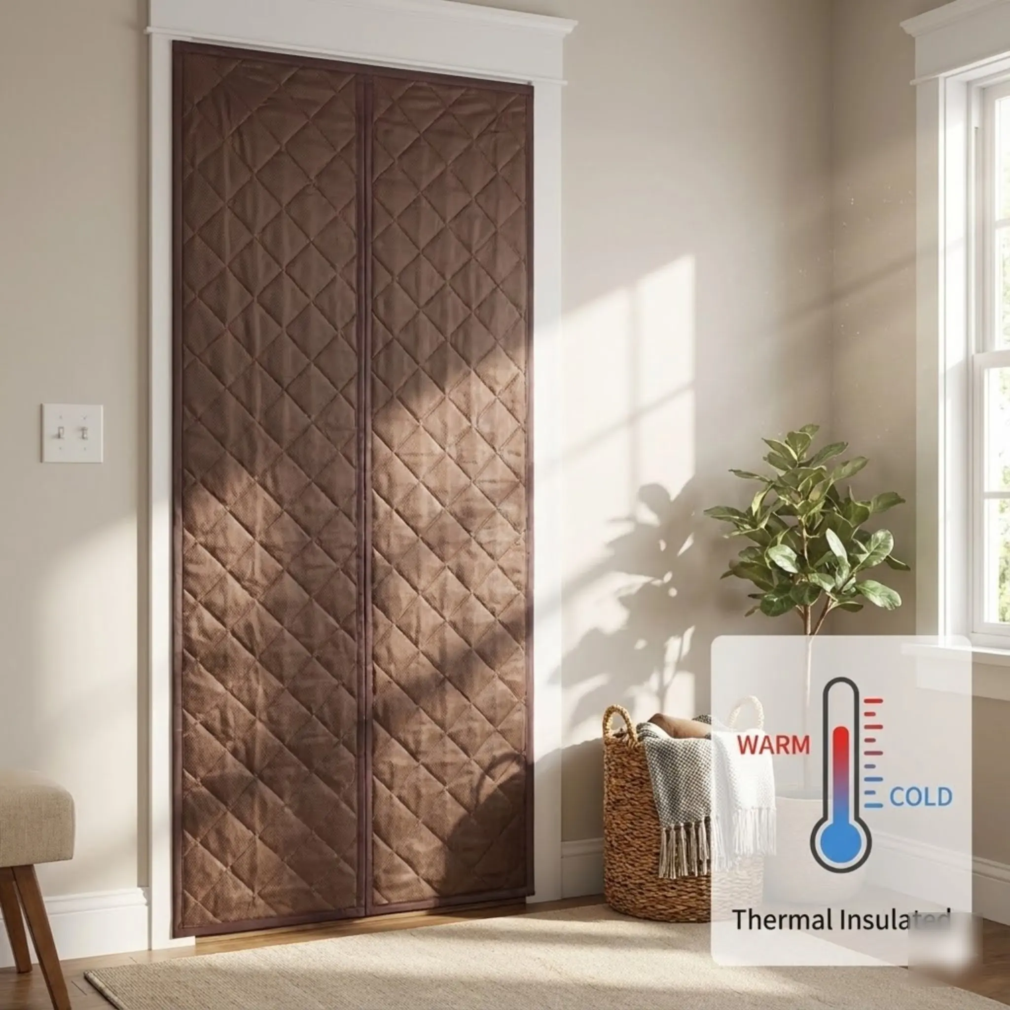 

Магнитная термоизолированная дверная занавеска для зимы и лета, дверная крышка, водонепроницаемый энергосберегающий экран без помощи рук