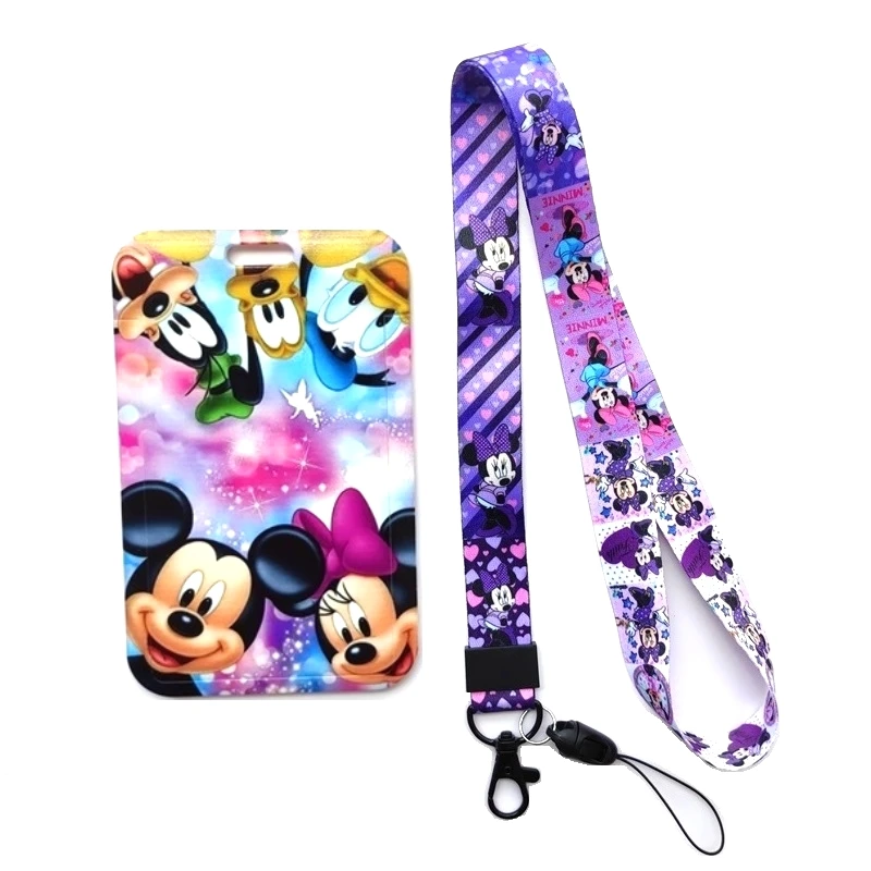 Disney Mickey Minnie Mouse Girls Sliding Lanyard ID Card Holders Badge Holders Hard Plastic Card Sleeves For Worker