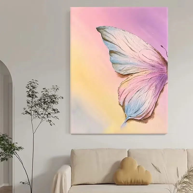 Personalized Butterfly Art Hanging Painting High-end Handmade Oil Painting Light luxury Hanging Painting Bedroom Sofa Background