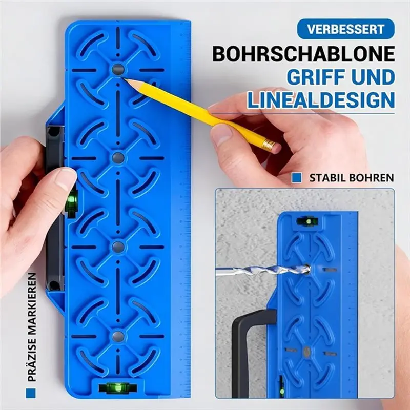 AB66-Drilling Template Socket, Electrician Tool With Handle, 30Cm Ruler And Socket Template Featuring Spirit Level
