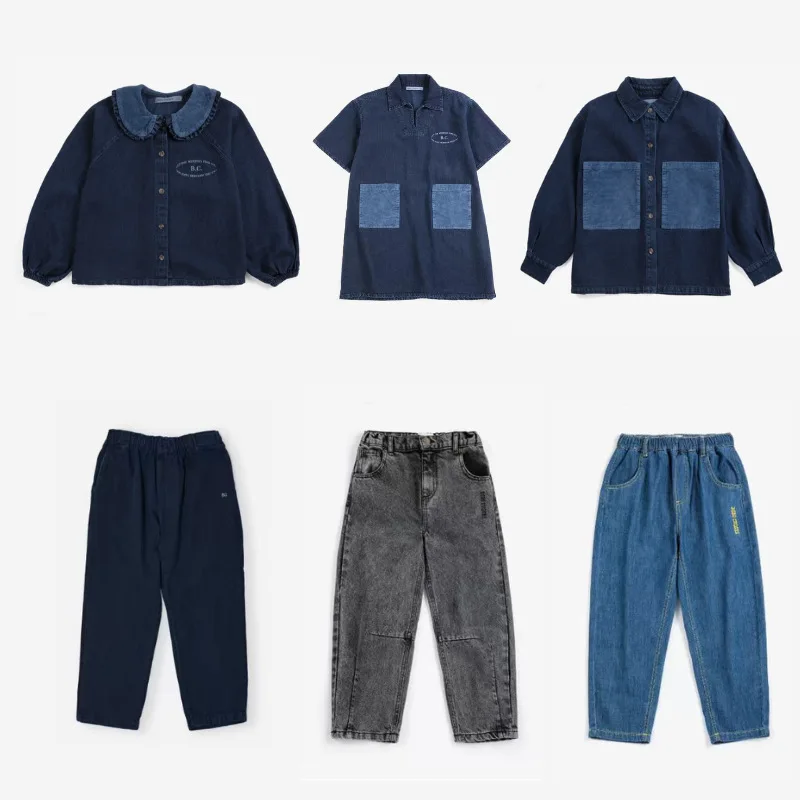 BC 2026 Autumn-Winter New Collection Kids' Matching Set – Boys' Denim Casual Shirt with Pants / Girls' Dress Kid Blouse