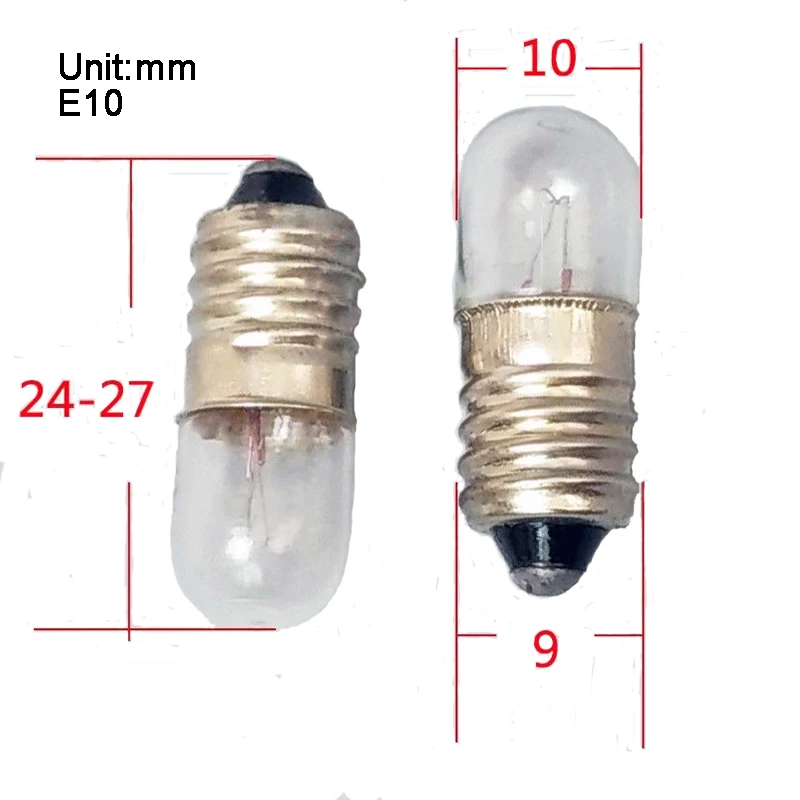 10 sztuk E10 B9 6.3V 12V 24V 30V 36V mała żarówka do urządzenia Indicateor Light