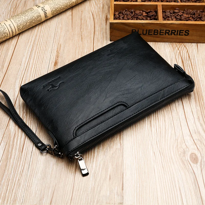 Fashion Brand Design Business Clutch Bag High Quality PU Leather Envelope Bags Casual Travel Men\'s Wallet Cell Phone Pocket