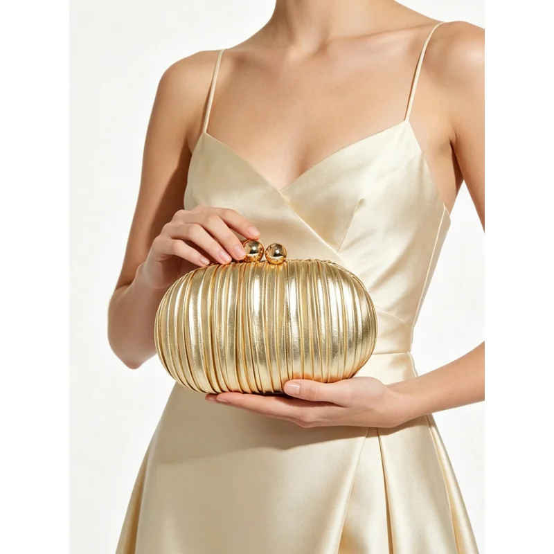High-End Pleated Evening Bag Polyester Party Banquet Dress Bag Luxury Folded Clutch for Women