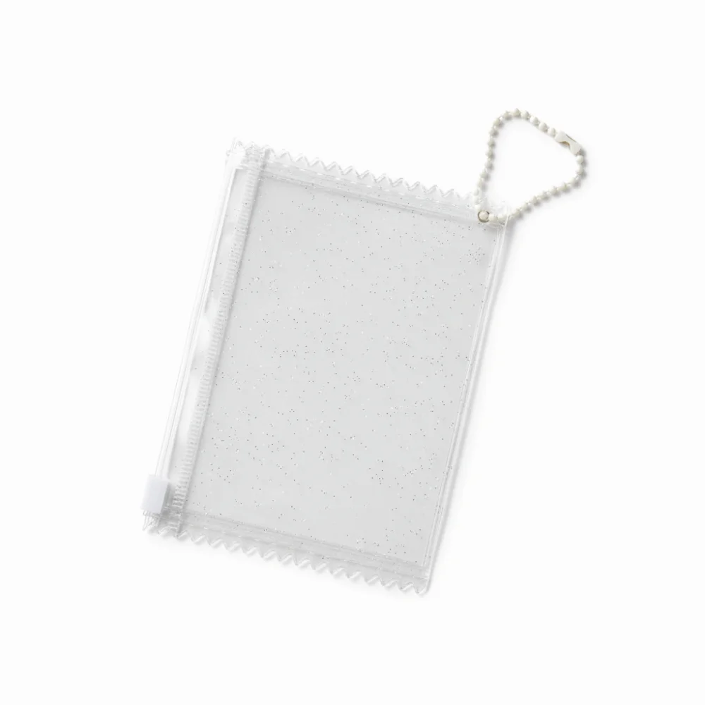 5PCS Clear Shining Card Sleeve Protector with Hanging Chain Candy Zipper Photo Card Holder 3inch PVC Zipper Bag Case