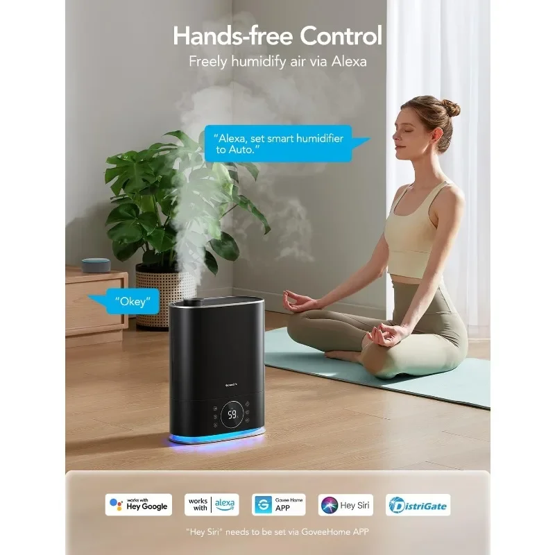 GoveeLife-humidificador inteligente Max, 7L, vapor cálido y frío, WiFi, para el hogar, dormitorio, relleno superior, 70H