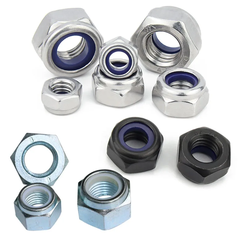 1/5/10/20/50Pcs DIN985 M2-M12 Galvanized Carbon Steel Self-locking Nut Lock Nut Locknut Slip Nylon Hex Nut
