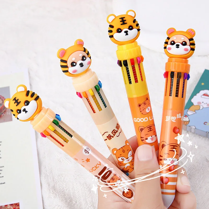 10Pcs/Lot Cartoon Astronaut 10-color Ballpoint Pen Kawaii Student 10 Colors Ball Point Pen for Writing Office School Supplies