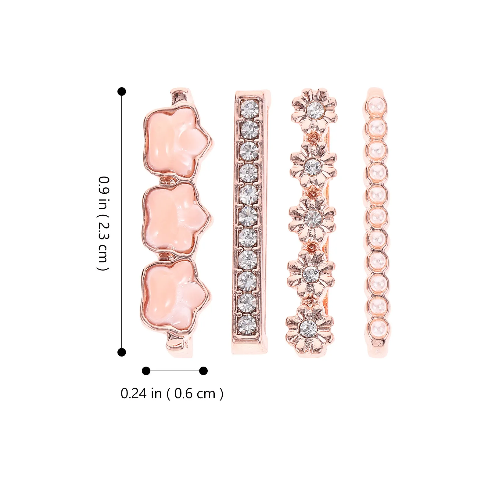 4Pcs Smartwatch Strap Charms Alloy Watchband Decoration Set Small Lightweight Charm Rings for Bands Stylish