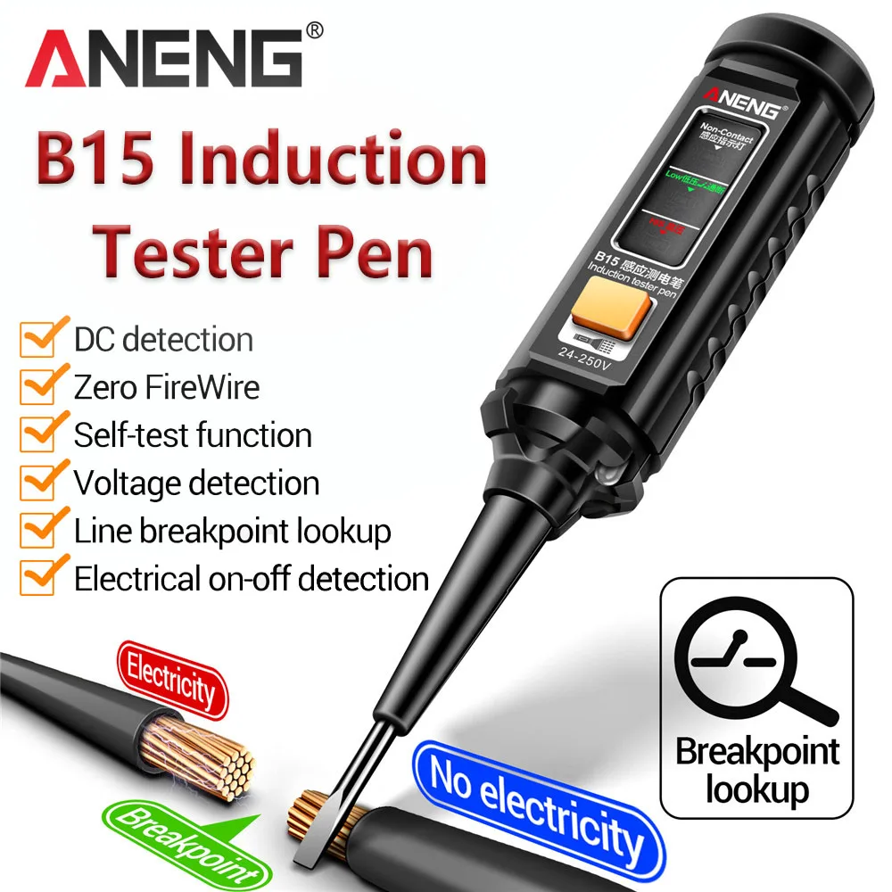 ANENG B15 Induction Tester Pen Highlight Color Light Professional AC Voltage Detection Electrician Screwdriver Testing Tools