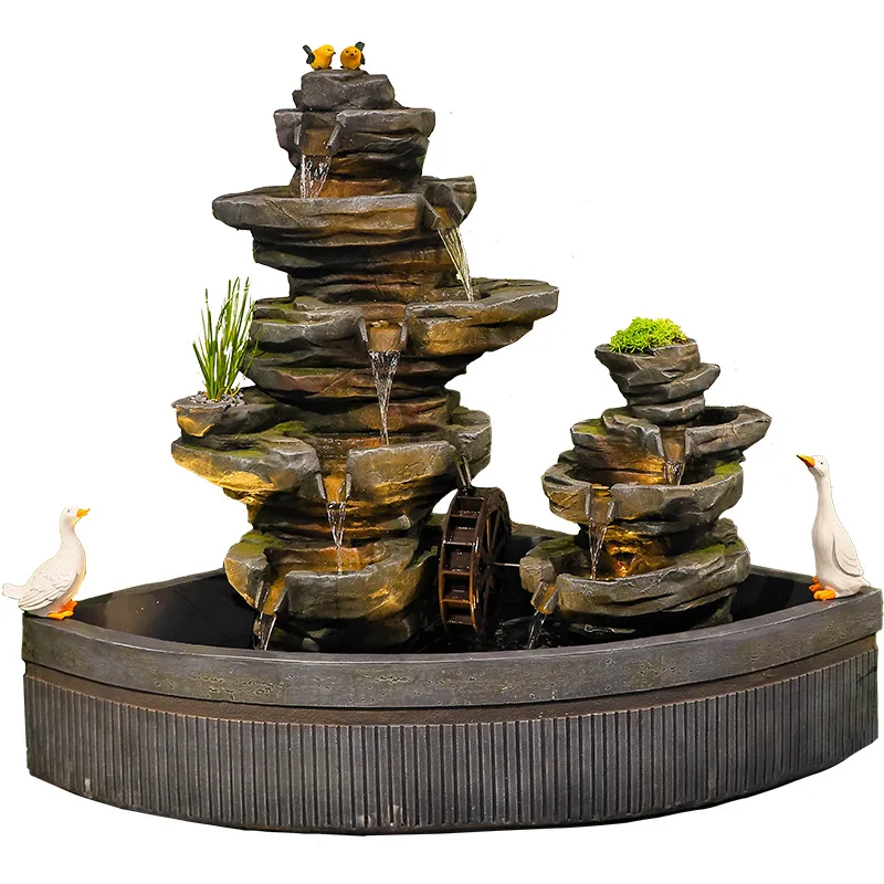 Garden fish pond water landscaping, balcony rockery bonsai, outdoor garden water decoration ornament