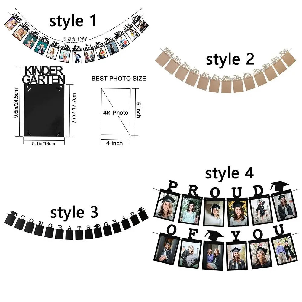 12th Grade Graduation Photo Banner Celebrate Graduation Seaso Photo Frame Hanging Flag Paper Handmade Congrats Grad Banner