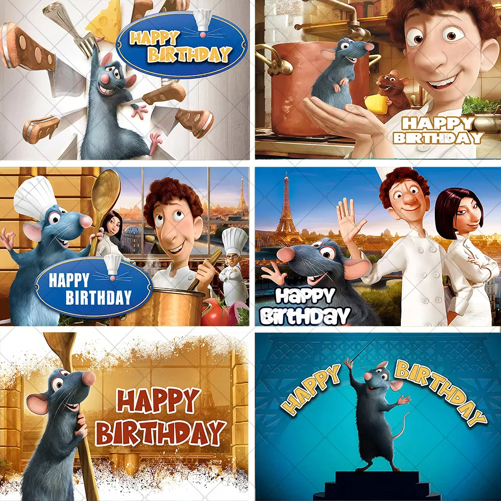 

Disney Cartoon Ratatouille Party Decoration Photography Background Props Baby Shower Supplies Birthday Backdrop Poster Gifts