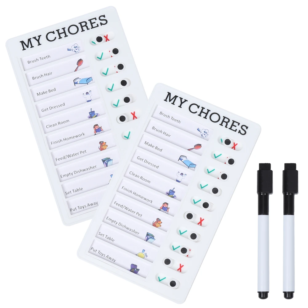 Blank Chore Chart 2 PCs Detachable Message Board 4.7x7.9 Inch Plastic Board With 2 Pieces Erasable Marker Pens Dropship