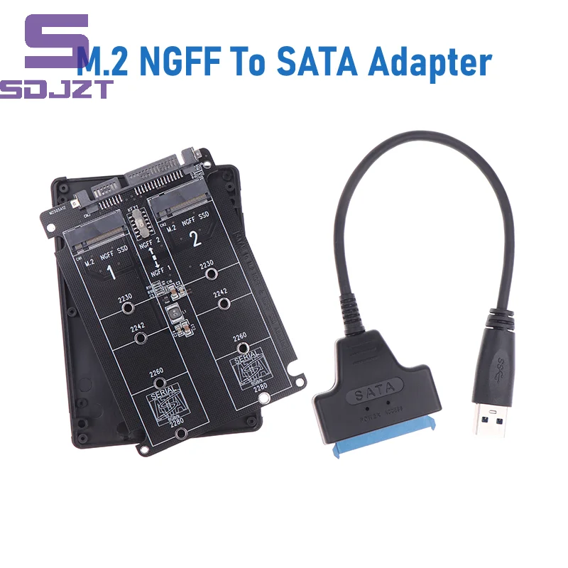 2 Mouthfuls NGFF SSD M.2 To 2.5 SATA Serial Port Adapter Card Converter Double Tray USB3.0 Cable For Laptop Speed Limit 6Gbps