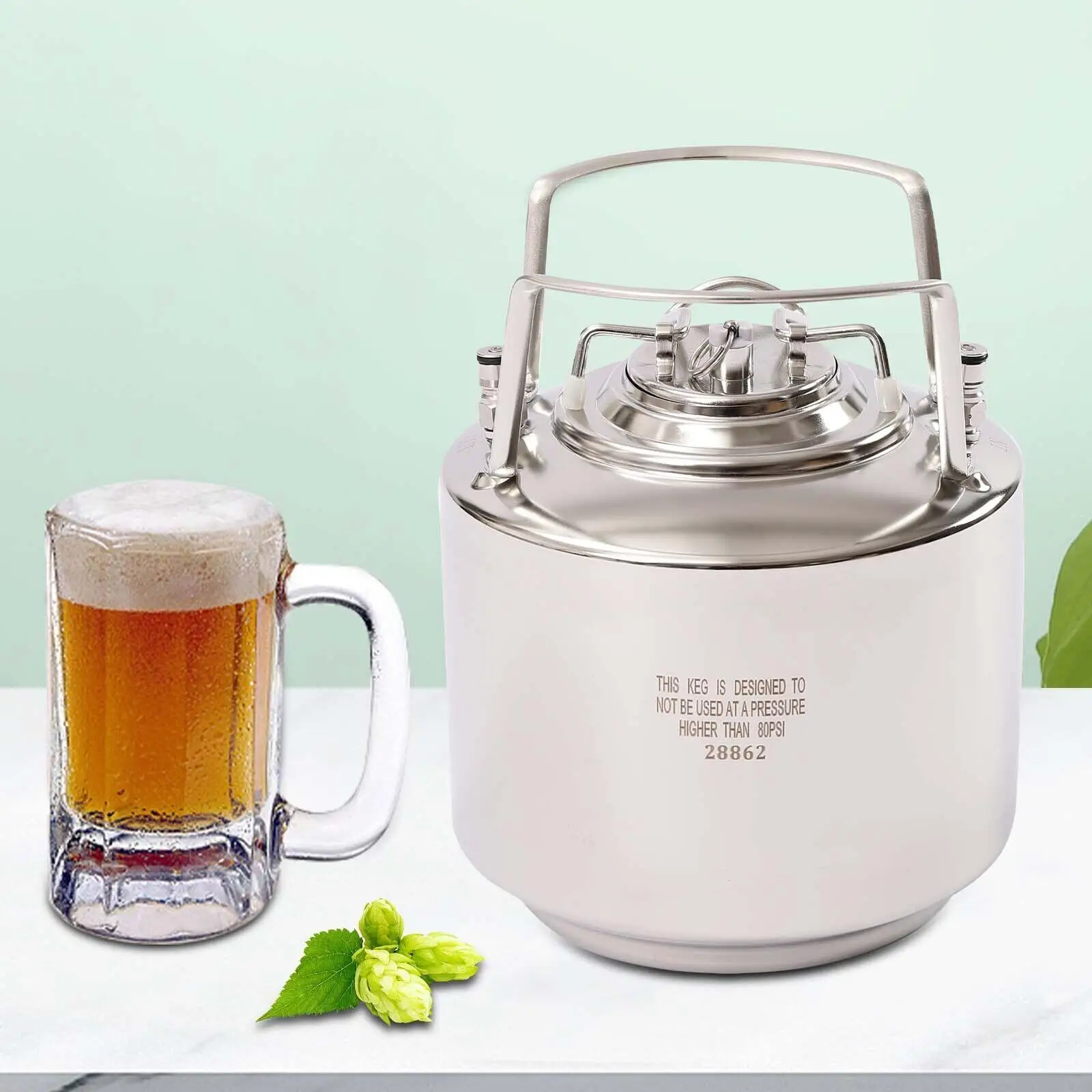 

Stainless Steel 1.6 Gallon Mini Ball Lock Keg System Beer Brewing Strap (6L) Mini Ball Lock Keg System Beer Brewing Strap