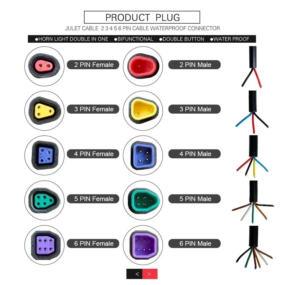 1pc Ebike Shaped Connector 2/3/4/5/6 Pin Cable Waterproof Connector Signal Line Julet Connector E-Bike Equipment Male Or Female