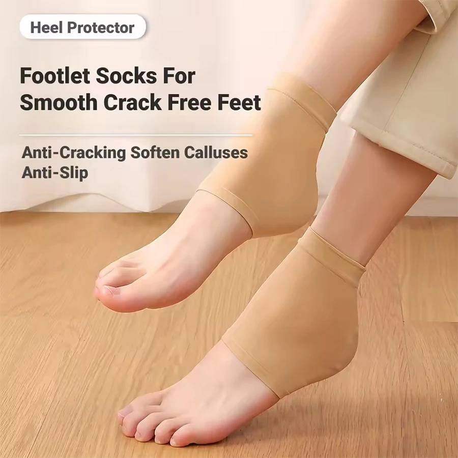 Soft Fabric Silicone Heel Socks Anti Crack Moisturizing Foot Care Socks for Dry Cracked Heels Night Sleeping Daily Home Use