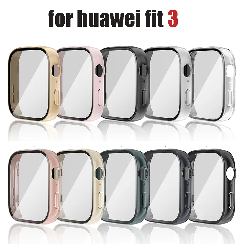 화웨이 워치용 커버 및 강화 유리, 올 어라운드 PC 범퍼 스크린, 보호대 케이스, 핏 3 액세서리