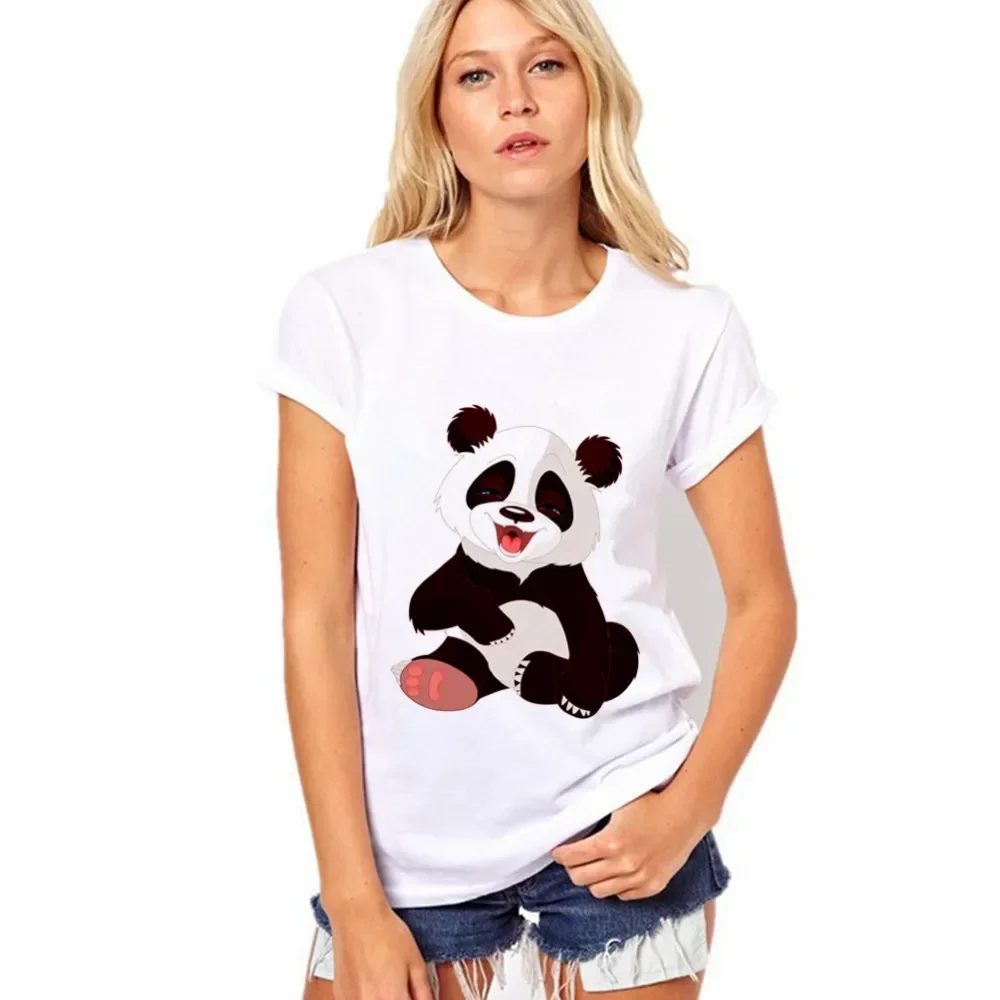 Panda T-shirt a maniche corte con nuova stampa europea e americana T-shirt grafiche estetiche Y2k di grandi dimensioni da donna