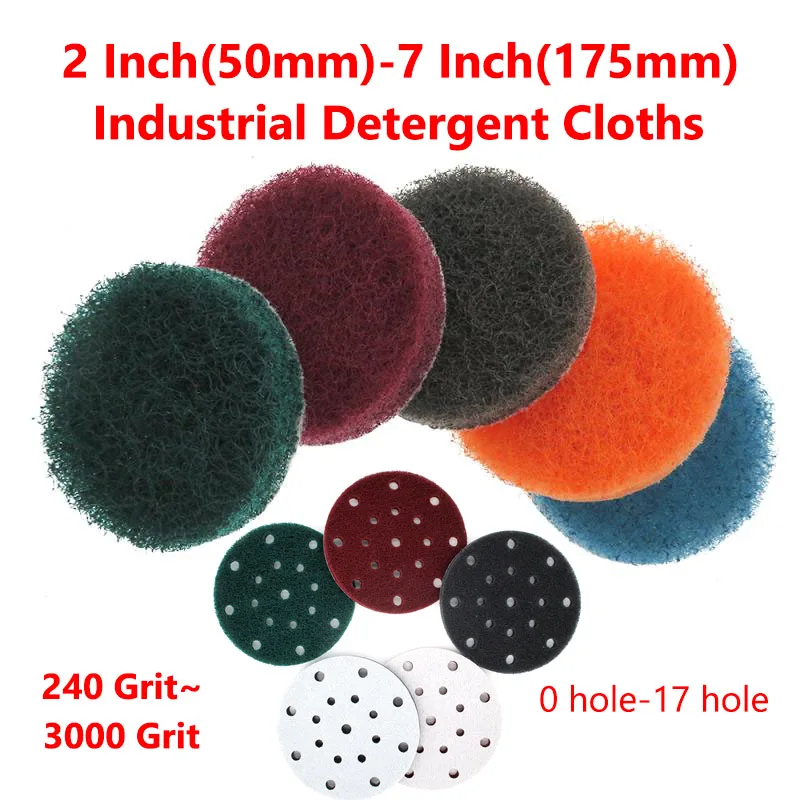 2 Inch-7 Inch Scouring Pad Polishing Pad Self-adhesive Disc Industrial Heavy Duty Nylon Cleaning Tools for Cleaning with Holes