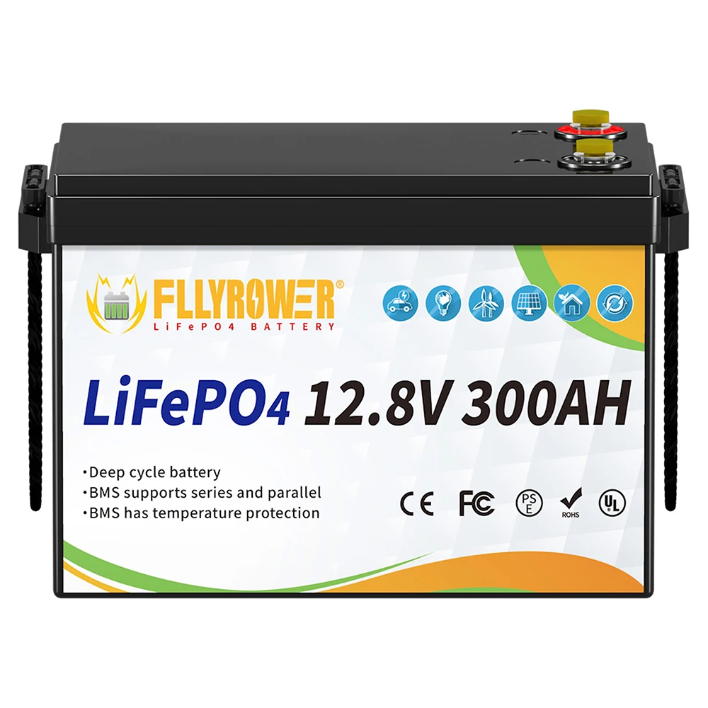 

Fllyrower Solar Energy Battery Local Warehouse 12v 100Ah 200Ah 300Ah Deep Cycle Lithium Iron Phosphate Pack Built-in BMS LifePo4