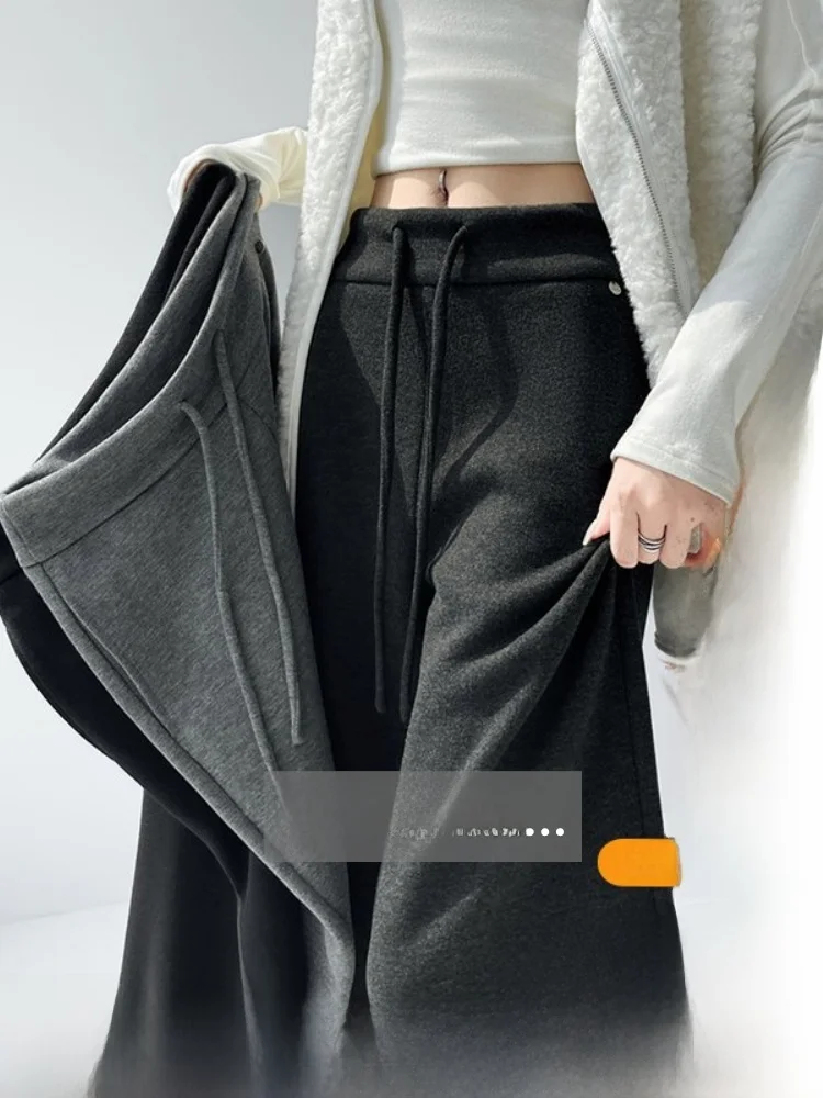 

Женские брюки с высокой талией, расклешенные, прямого кроя, длинные, однотонные, в корейском стиле, для офиса