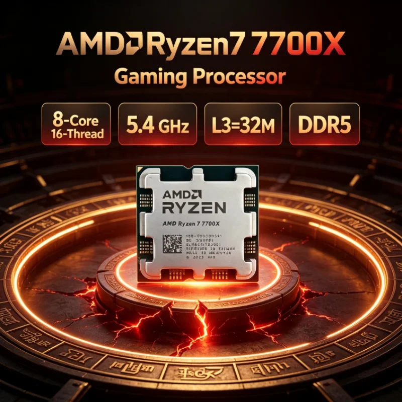 AMD Ryzen 7 7700X Desktop Processor 8-Core 16-Thread Socket AM5 Gaming Processor UP to 5.4GHz 32MB L3 Unlocked 5nm DDR5