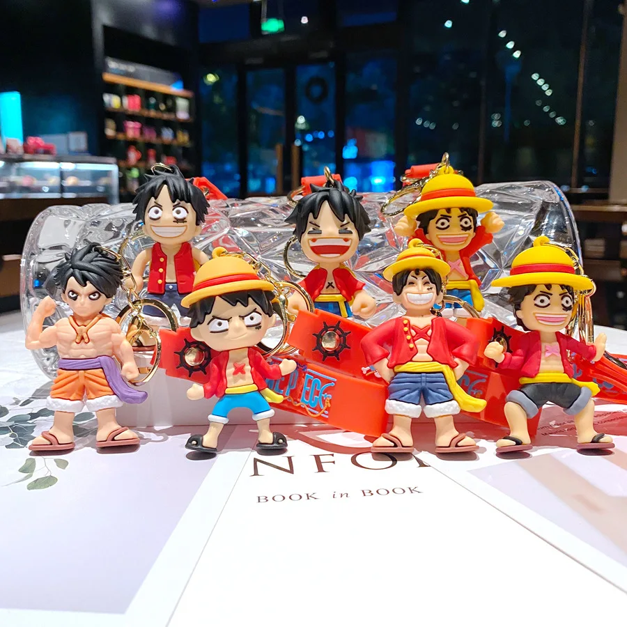 

MINISO New Anime One Piece Monkey D Luffy Figure Doll Keyring Ornament All-match Car Keychain Cool Boys Men Birthday Present