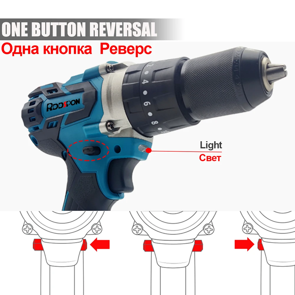 20v Brushless Hand Electric Screwdriver 2-13MM Chuck Cordless Drill 20+3 Torque Impact Drill For 18V Makita Lithium Battery Tool