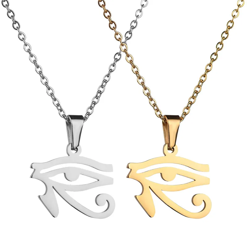 Stainless Steel Egyptian Eyes Chain Necklaces Men Statement Mythology Eye of Ra Horus Symbol Necklace Jewelry bijoux femme