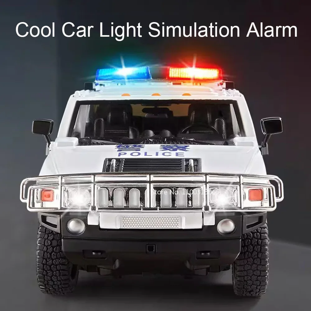 1:18 Hummer H2 Autos Spielzeug Modelle Gummireifen Miniatur Polizeiauto Licht Sound Rad Lenkung Feuerwehrauto Perfekte Geschenke für Jungen