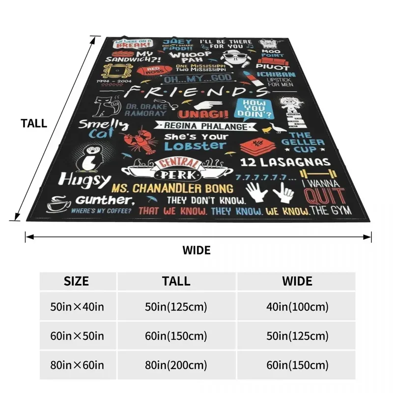 Friends TV Show Series Blanket Cover Flannel Cartoon Central Perk Lightweight Thin Throw Blanket for Bedding Couch Bed Rug