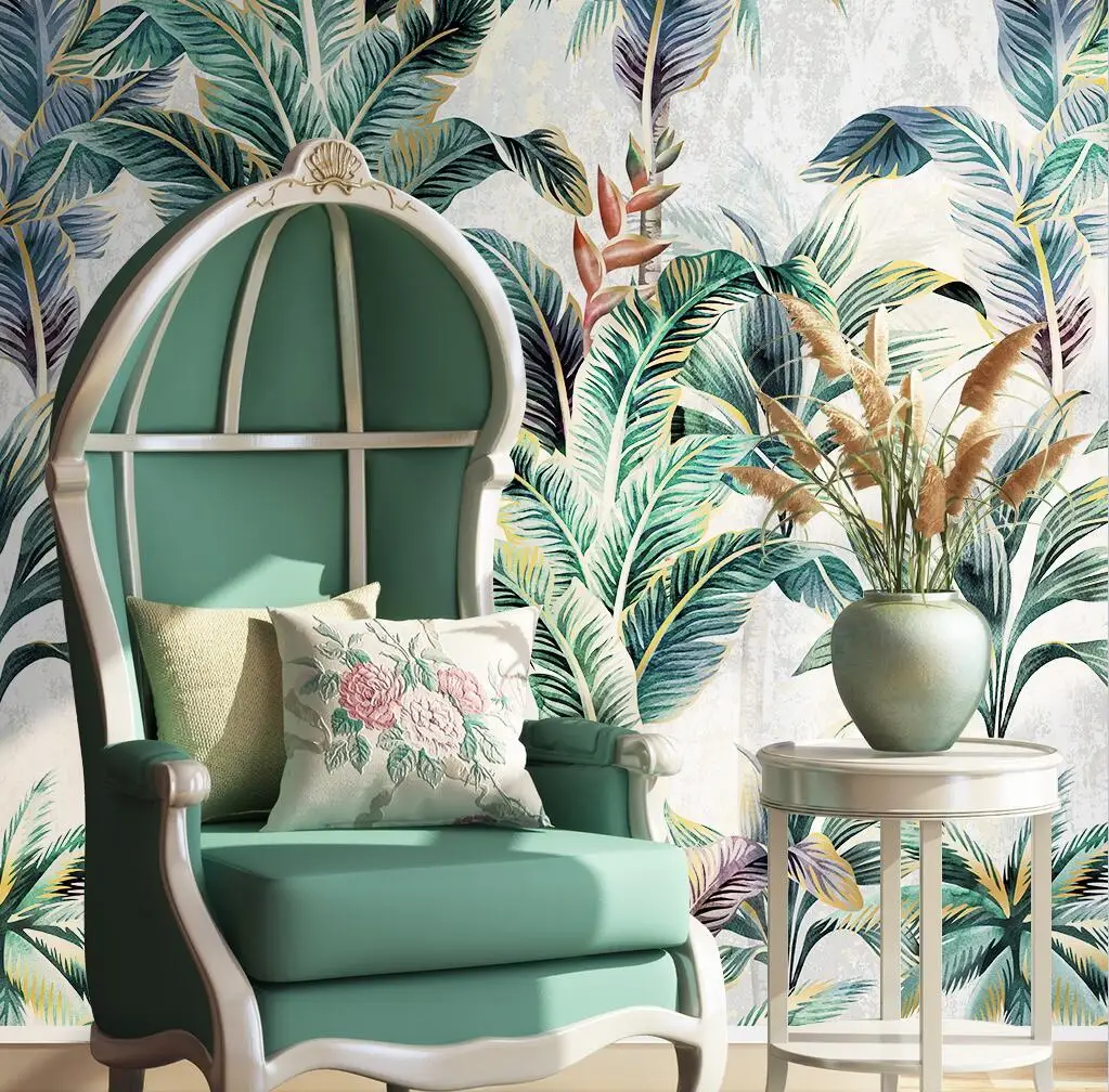 Nordic Tropical Plant Flower Bird Paradise Wallpaper Photo Mural TV Background Wall Painting wallpapers for Living Room Bedroom