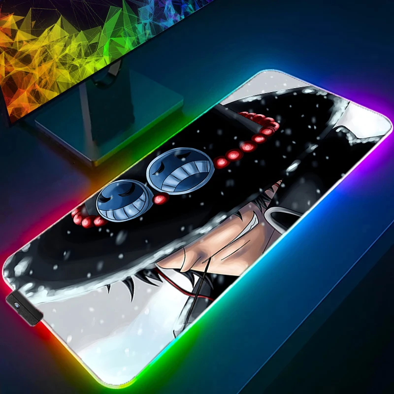 

RGB LED Mouse Pad Laptop Anime Keyboard Pad Non-Slip Tablet Pad One Piece Portgas D Ace PC Accessories Mousepad Gaming Desk Mat