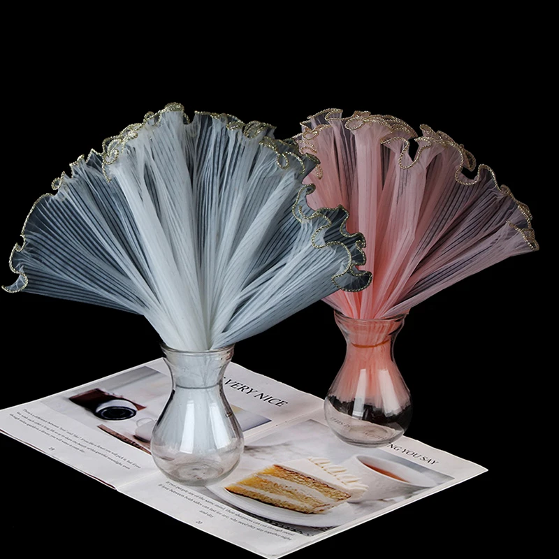 

Тюль с золотистой каймой и жемчужным узором, сетка для внутренней подкладки цветочных букетов, для декора подарочных коробок, для шитья и рукоделия