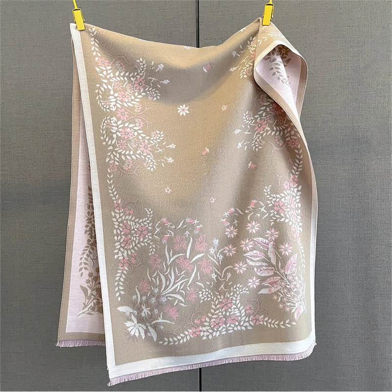 2025 inverno quente cachecol de caxemira para mulheres luxo impressão pashmina xale envoltório lenço feminino bufanda echarpe design bandana