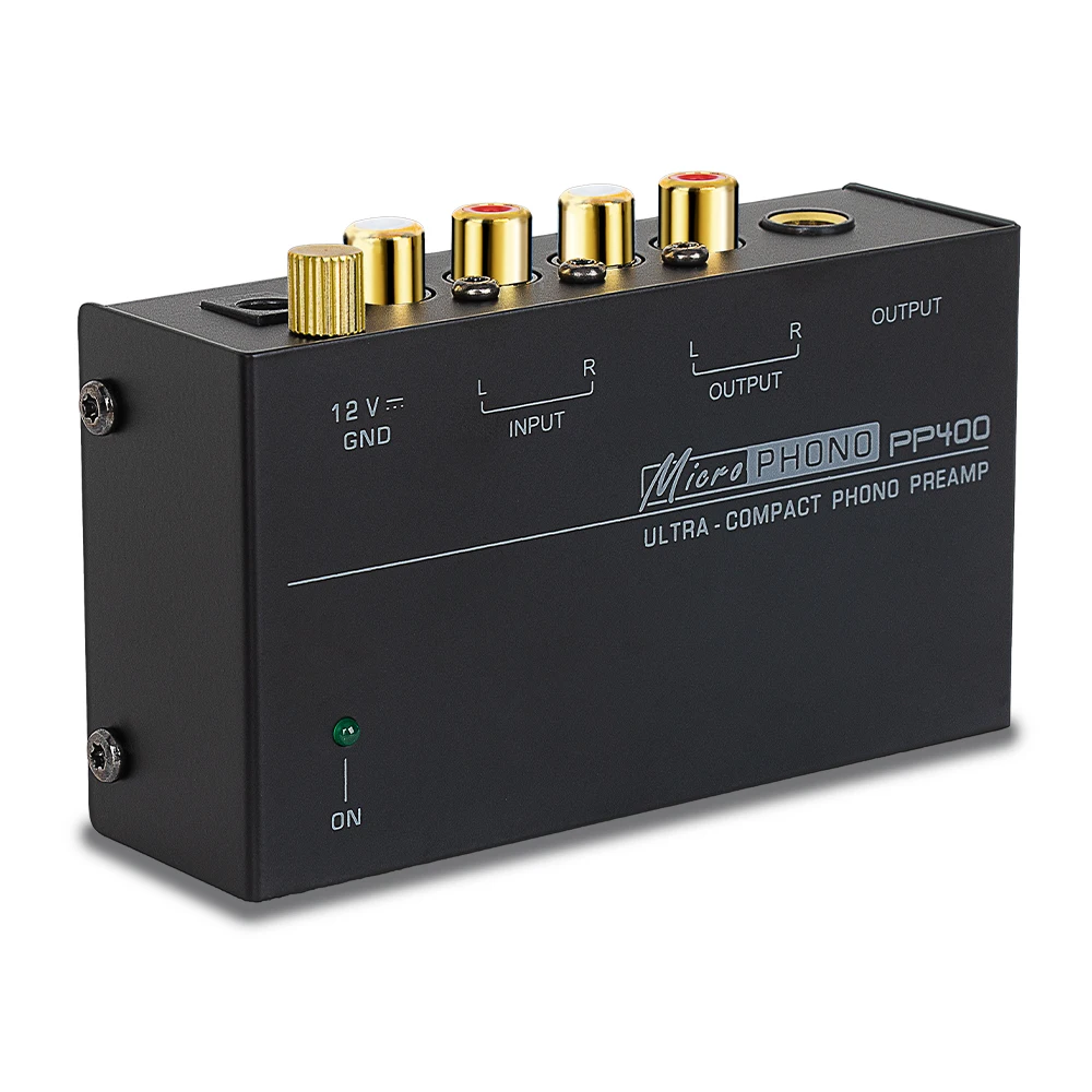 Preamplifier Phono Preamp Ultra-Compact Audio Amplifier with Level Volume Control Turntable Input RCA Output 1/4'' TRS Output