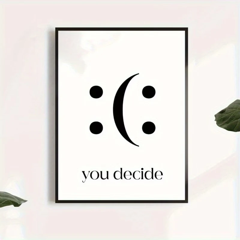 Modern You Decide Smile Frown Face Minimal Wall Art Print Canvas Painting Poster Picture For Living Room,Bedroom Home Decor