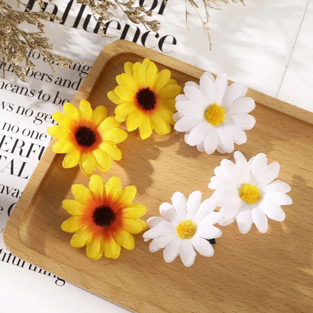 

6pcs/set Cloth Simulation Flower Hair Clips Bohemian Style Headwear Sunflower Hairpins Duckbill Clip Hair Accessories