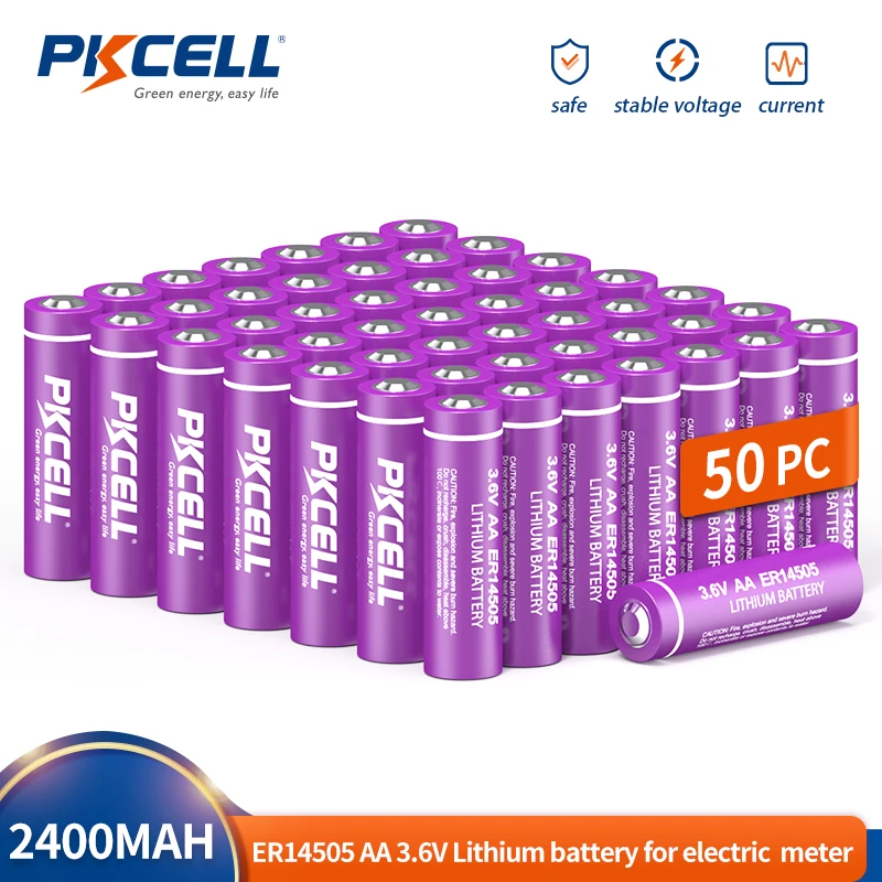 50 szt. Baterii PKCELL AA 2400mah ER14505 3.6V LiSCLO2 baterie litowe do urządzeń zabezpieczających przed kradzieżą telemetrię oceanu GPS