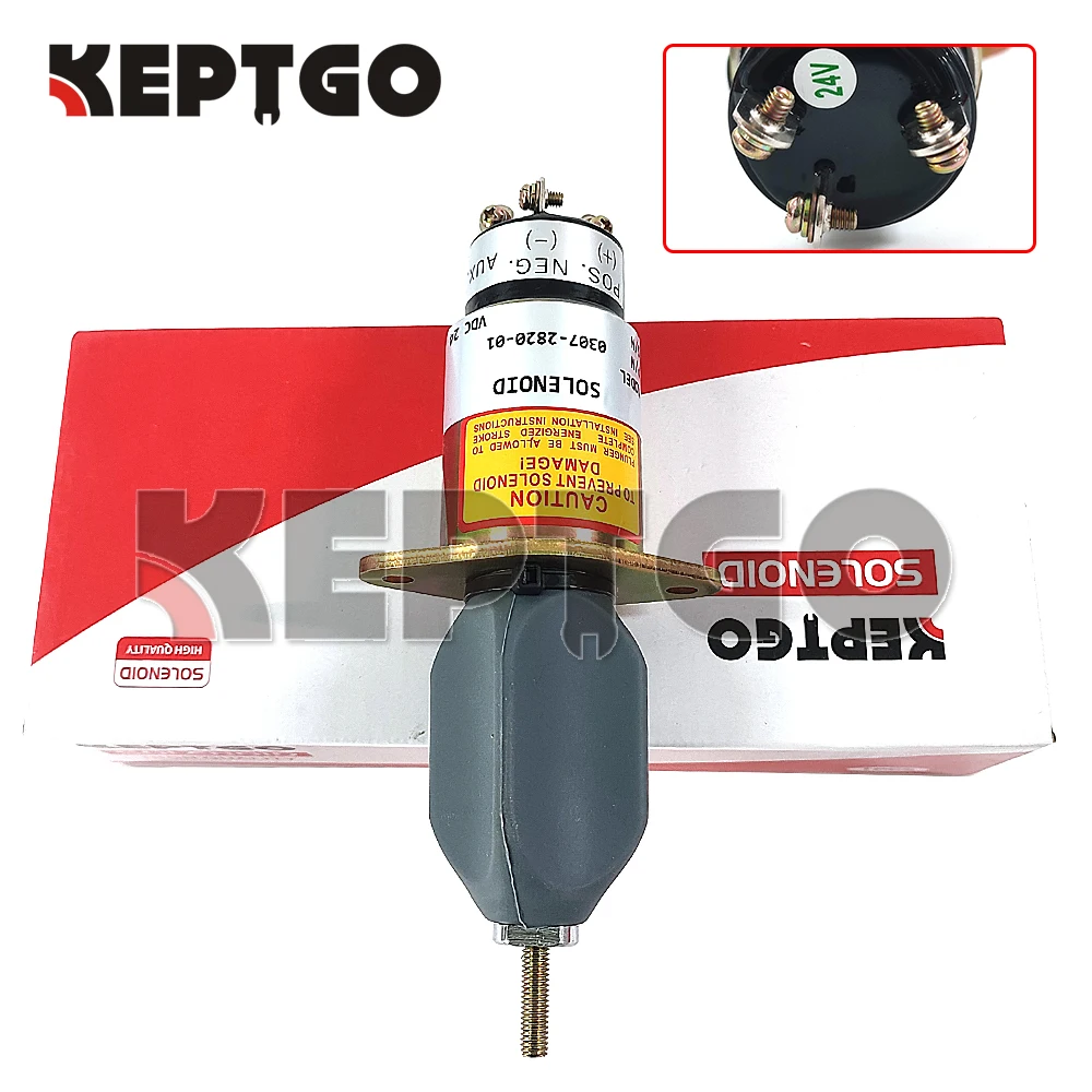 24V 0307-2820-01 Fuel Shutoff Stop Solenoid Valve For Onan Cummins Generator 0307-2820-01 307-2820 03072820