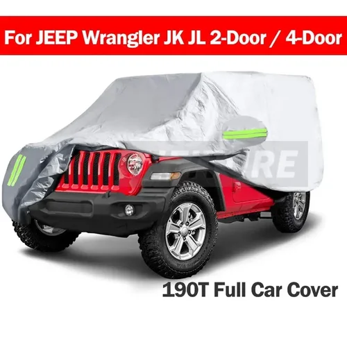 Imagen 2 del producto Cubierta impermeable para coche 190T para Jeep Wrangler JK JL YJ 1987-2019 cubierta automática de 2/4 puertas protección UV a prueba de viento y polvo