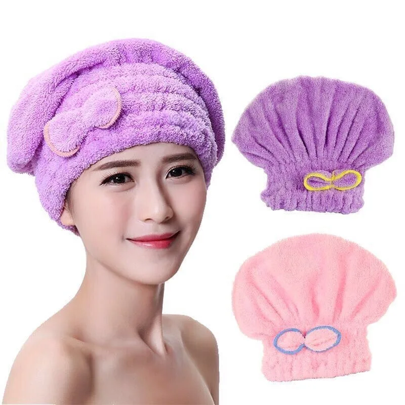 Women Hair Drying Hat Quick-dry Hair Towel Cap Hat Bath Hat Microfiber Solid Towel Cap Super Absorption Turban Hair Dry Cap