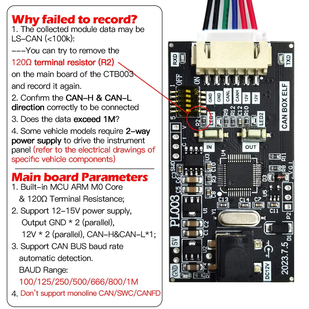 WOYO CTB003 CAN BUS Data Logger for All Car CAN BUS Module Data Transceiver Automotive Diagnostic Tool for EPS/IP/HMI...