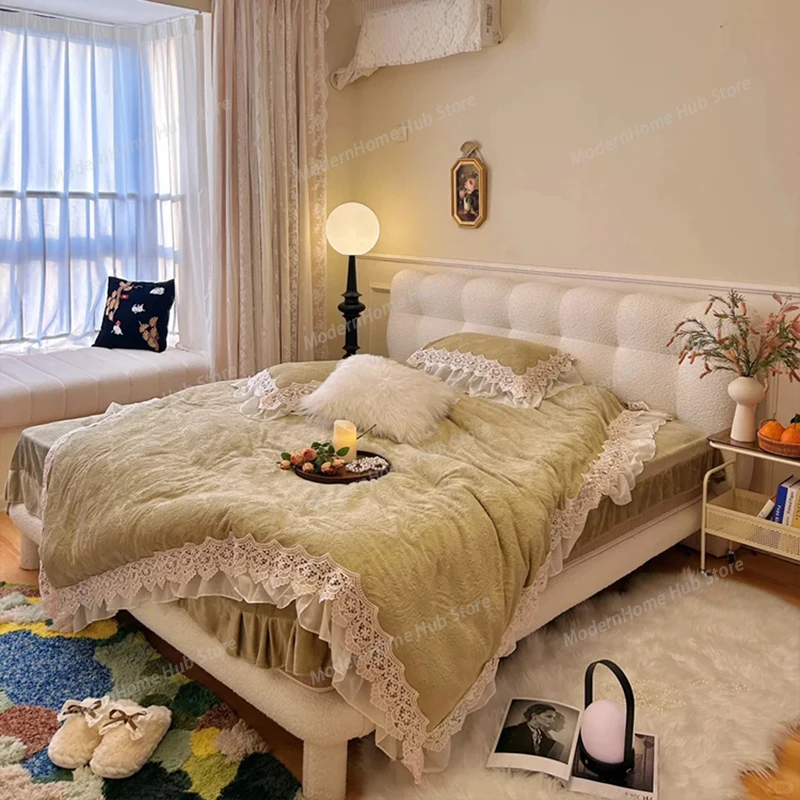 

Двуспальная кровать Nordic King Size в простом французском стиле, белая, для взрослых, комфортная, мебель для дома
