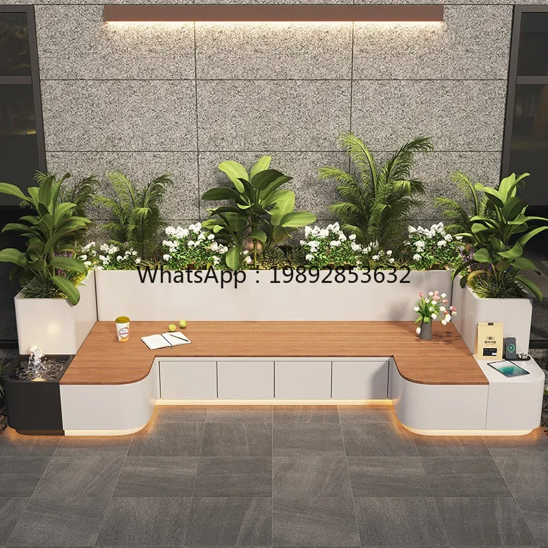 Z1 Outdoor Iron Art Flower Box Terrace Courtyard Sofa Seat Combination Balcony Stainless Steel Planting Box Courtyard Seating
