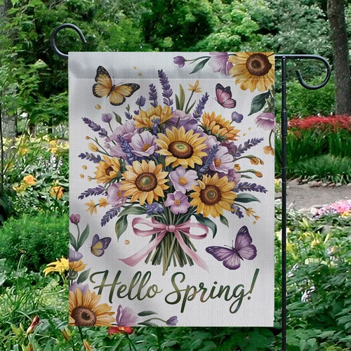 Welcome Garden Flag White Bicycle Tulip Floral Yard Decor Outdoor House Banner IIX yyi